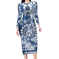 Samoa 685 Family Matching Long Sleeve Bodycon Dress and Hawaiian Shirt Polynesian Pattern Tie Dye Style