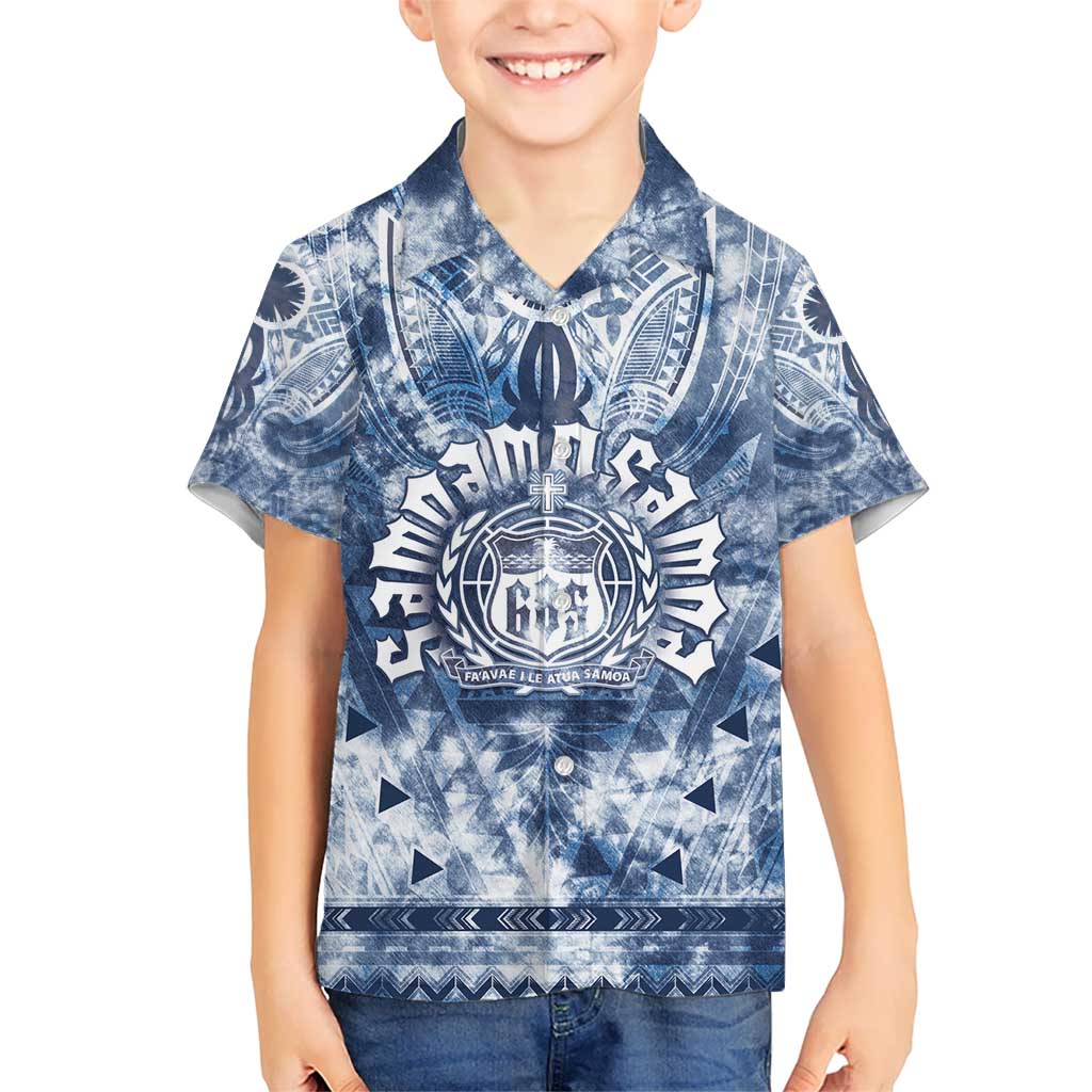Samoa 685 Kid Hawaiian Shirt Polynesian Pattern Tie Dye Style