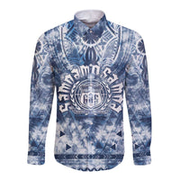 Samoa 685 Long Sleeve Button Shirt Polynesian Pattern Tie Dye Style