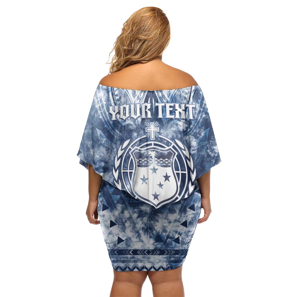 Samoa 685 Off Shoulder Short Dress Polynesian Pattern Tie Dye Style LT05 - Polynesian Pride