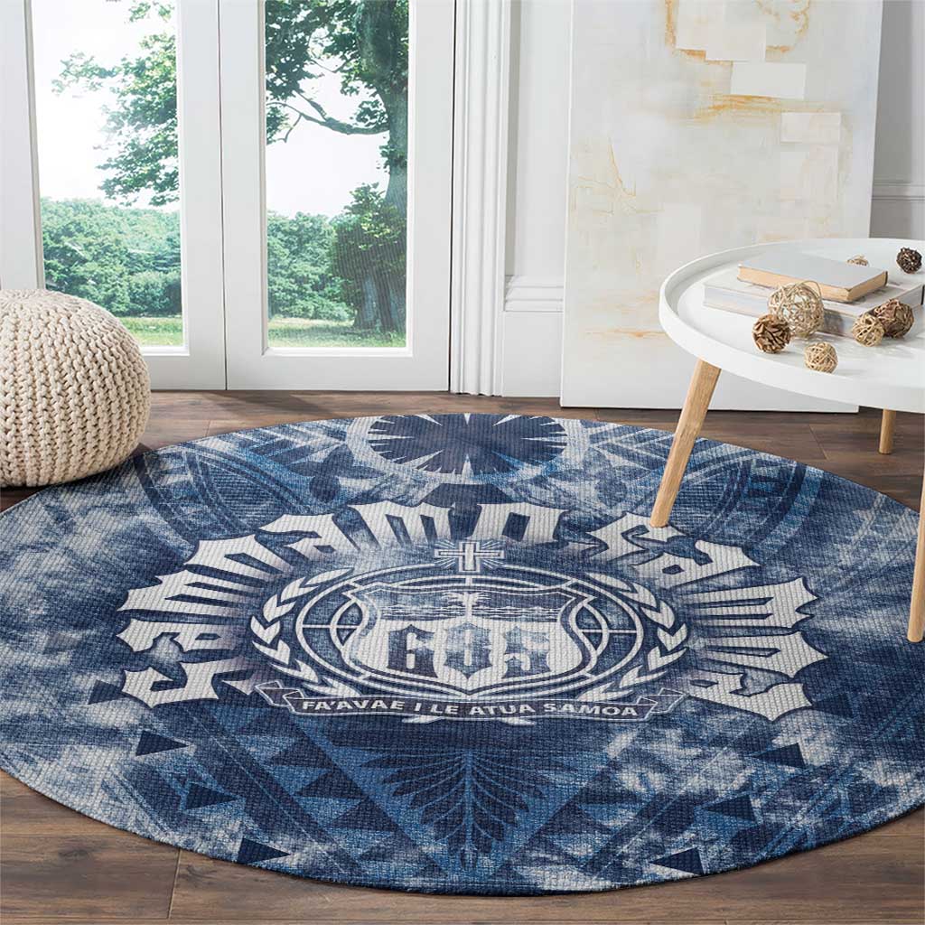 Samoa 685 Round Carpet Polynesian Pattern Tie Dye Style