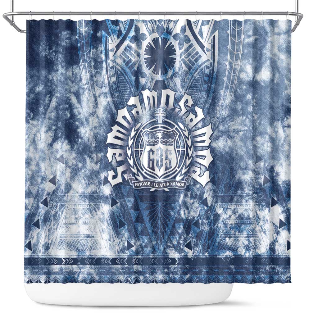 Samoa 685 Shower Curtain Polynesian Pattern Tie Dye Style LT05 Blue - Polynesian Pride