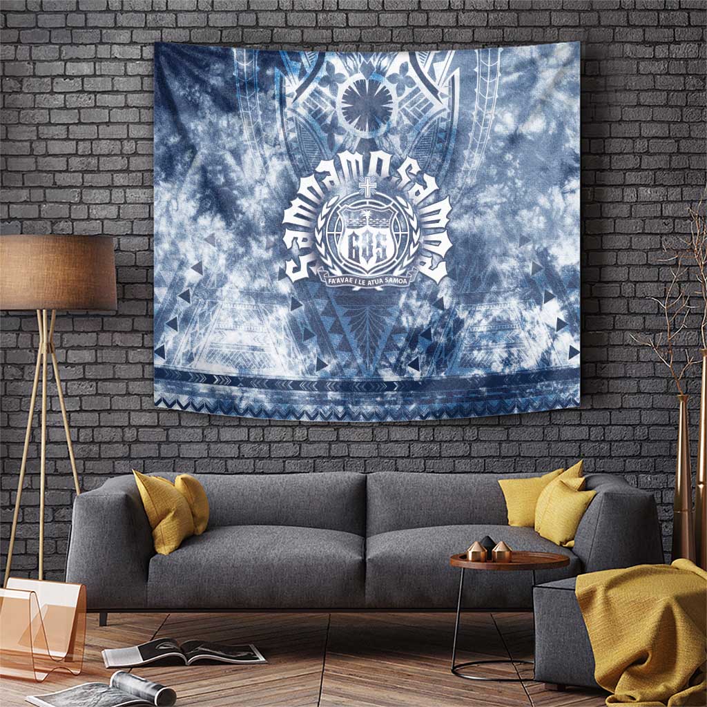 Samoa 685 Tapestry Polynesian Pattern Tie Dye Style LT05 Blue - Polynesian Pride