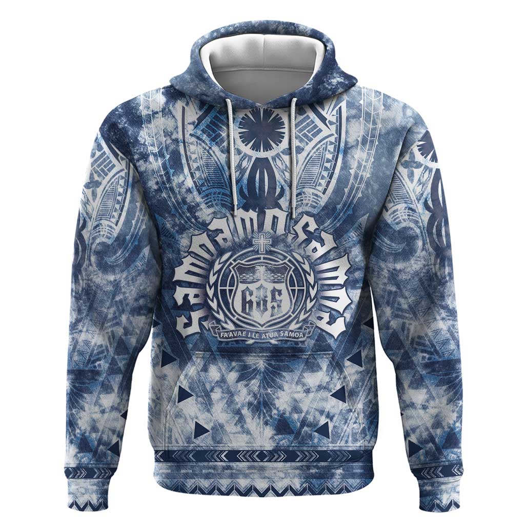 Samoa 685 Zip Hoodie Polynesian Pattern Tie Dye Style LT05 Pullover Hoodie Blue - Polynesian Pride