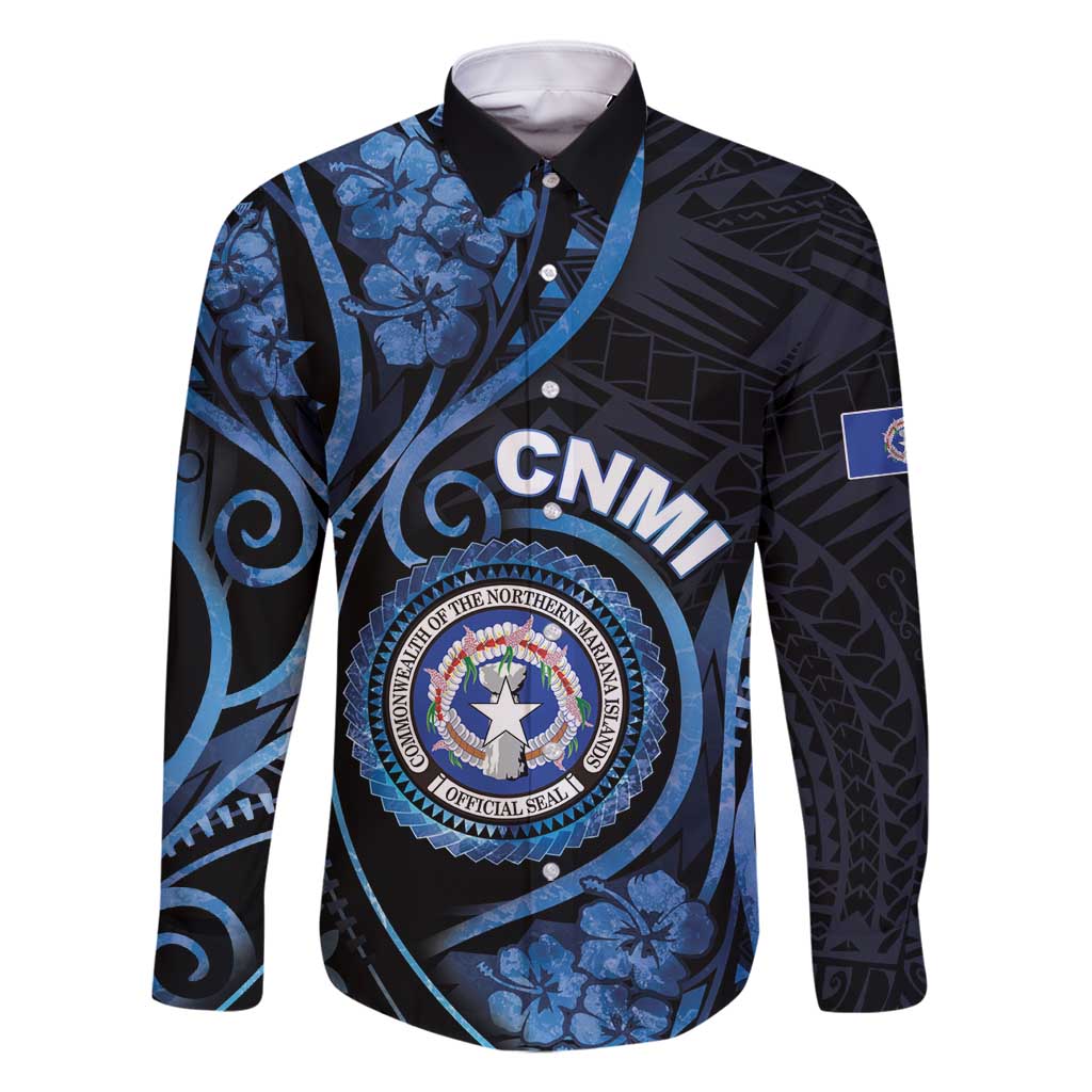 Personalized Northern Mariana Islands Family Matching Long Sleeve Bodycon Dress and Hawaiian Shirt Ocean Floral Pattern