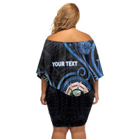 Personalized Northern Mariana Islands Family Matching Off Shoulder Short Dress and Hawaiian Shirt Ocean Floral Pattern