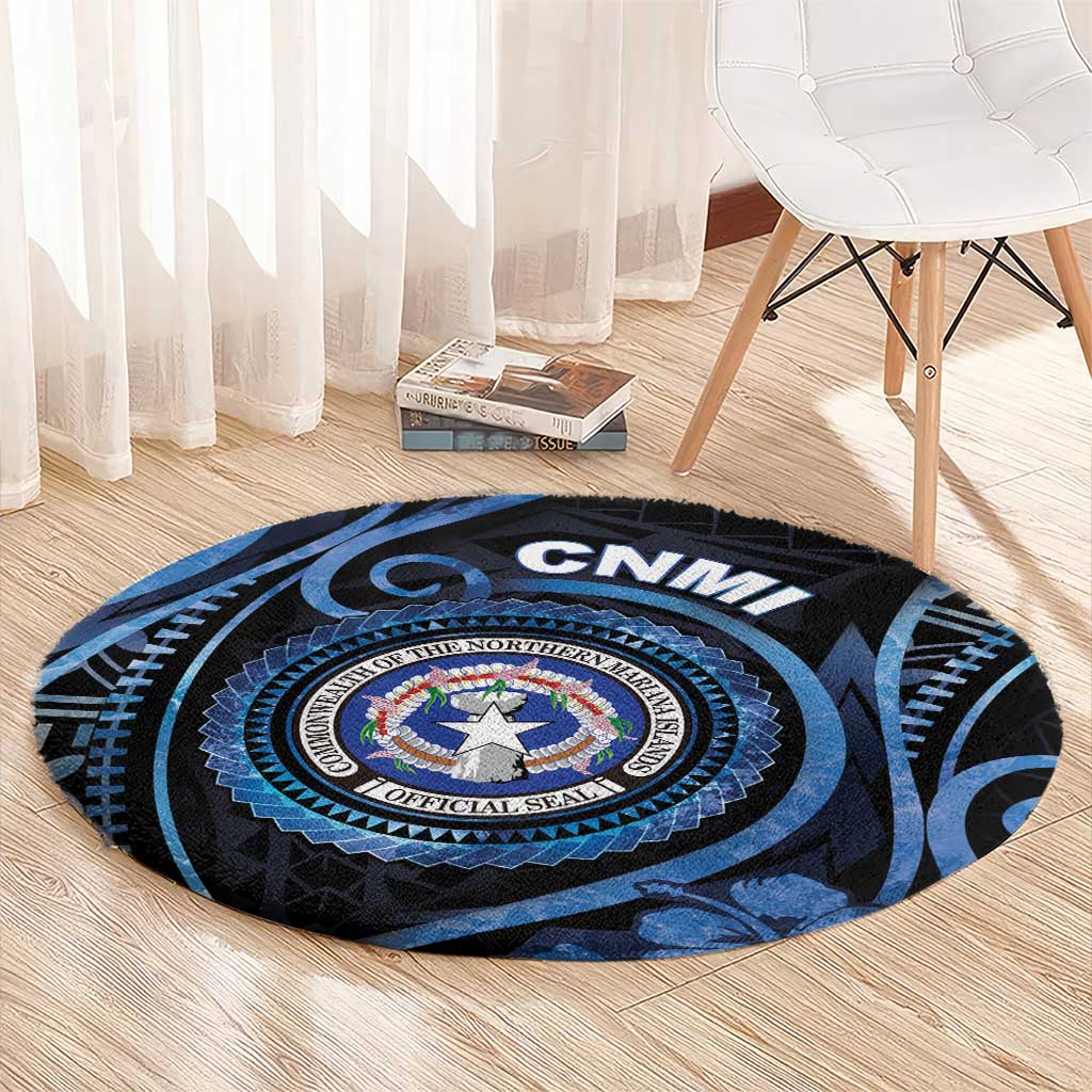 Northern Mariana Islands Round Carpet Ocean Floral Pattern LT05