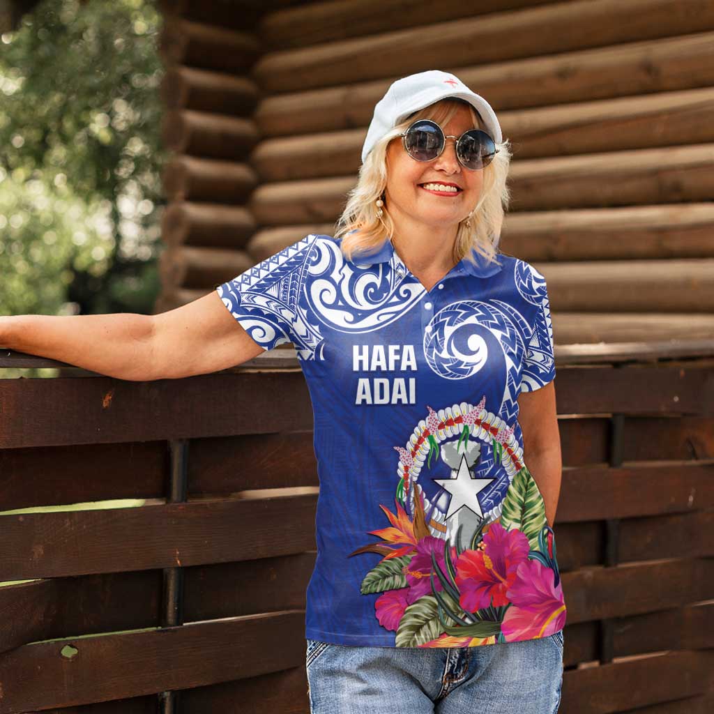 Hafa Adai Northern Mariana Islands Women Polo Shirt Polynesian Tribal Pattern