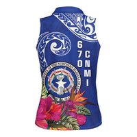 Hafa Adai Northern Mariana Islands Women Sleeveless Polo Shirt Polynesian Tribal Pattern LT05 - Polynesian Pride