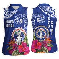 Hafa Adai Northern Mariana Islands Women Sleeveless Polo Shirt Polynesian Tribal Pattern LT05 - Polynesian Pride