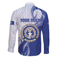Personalized Northern Mariana Islands Family Matching Off Shoulder Short Dress and Hawaiian Shirt CNMI Seal