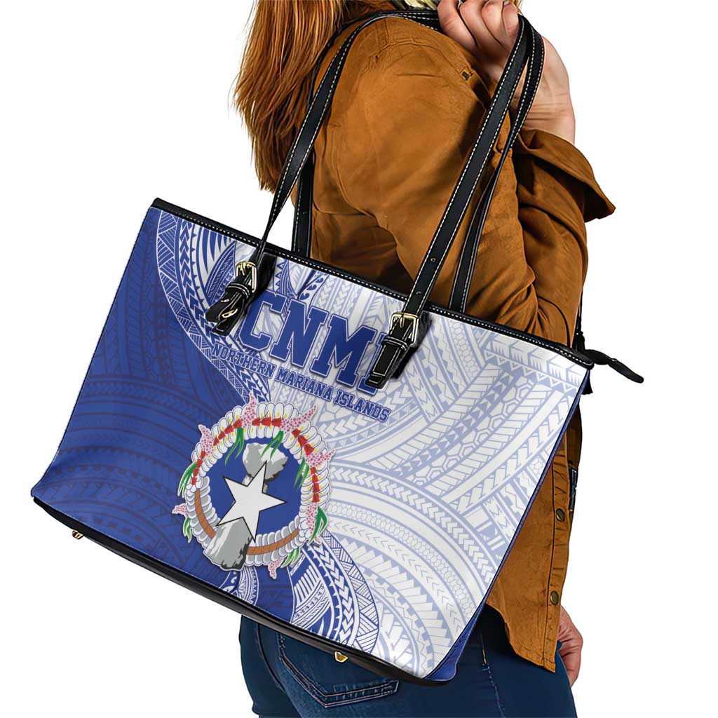 Northern Mariana Islands Leather Tote Bag CNMI Seal LT05 - Polynesian Pride