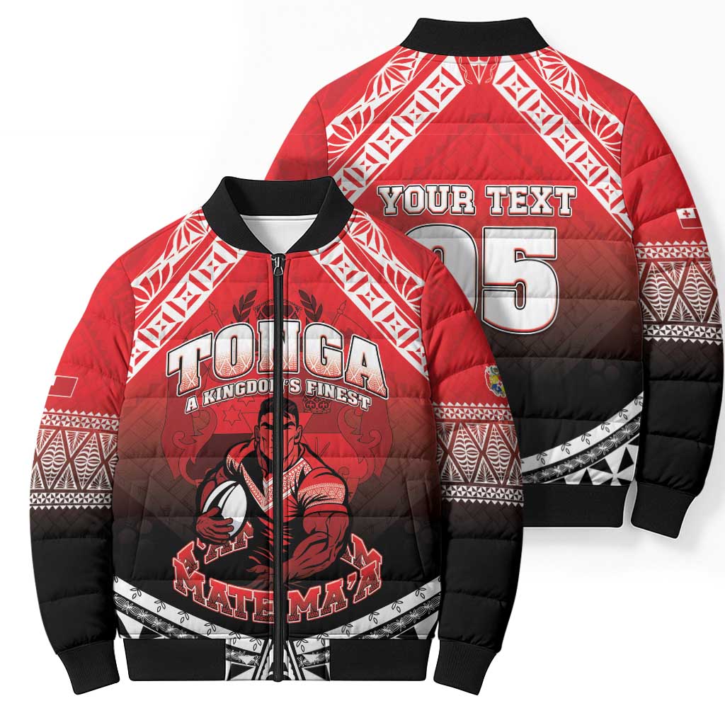 Custom Rugby Tonga MMT Bomber Puffer Jacket Mana O Tonga - Polynesian Pride