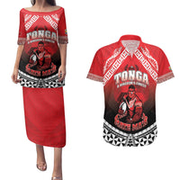 Custom Rugby Tonga MMT Couples Matching Puletasi and Hawaiian Shirt Mana O Tonga - Polynesian Pride