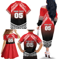Custom Rugby Tonga MMT Family Matching Off The Shoulder Long Sleeve Dress and Hawaiian Shirt Mana O Tonga - Polynesian Pride