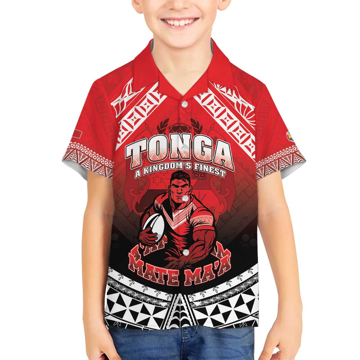 Custom Rugby Tonga MMT Family Matching Off The Shoulder Long Sleeve Dress and Hawaiian Shirt Mana O Tonga - Polynesian Pride