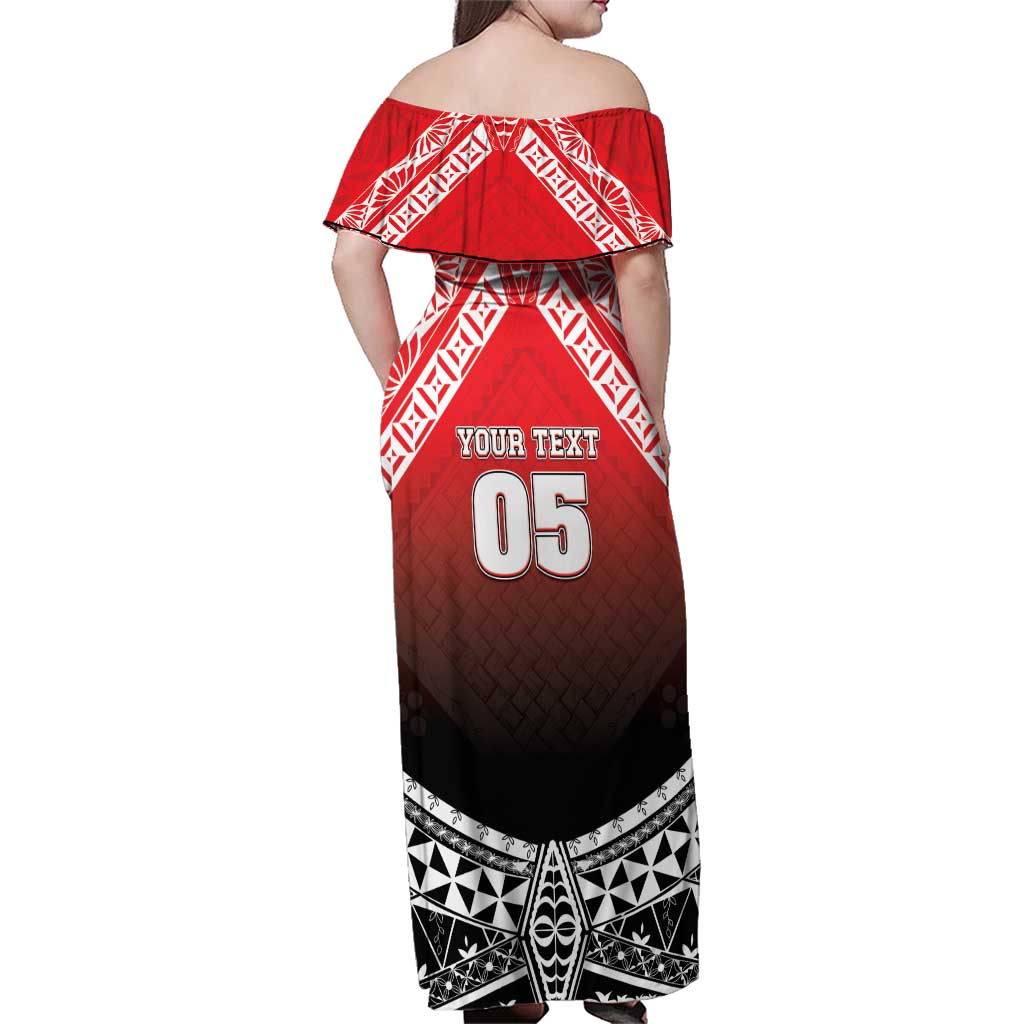 Custom Rugby Tonga MMT Family Matching Off Shoulder Maxi Dress and Hawaiian Shirt Mana O Tonga - Polynesian Pride