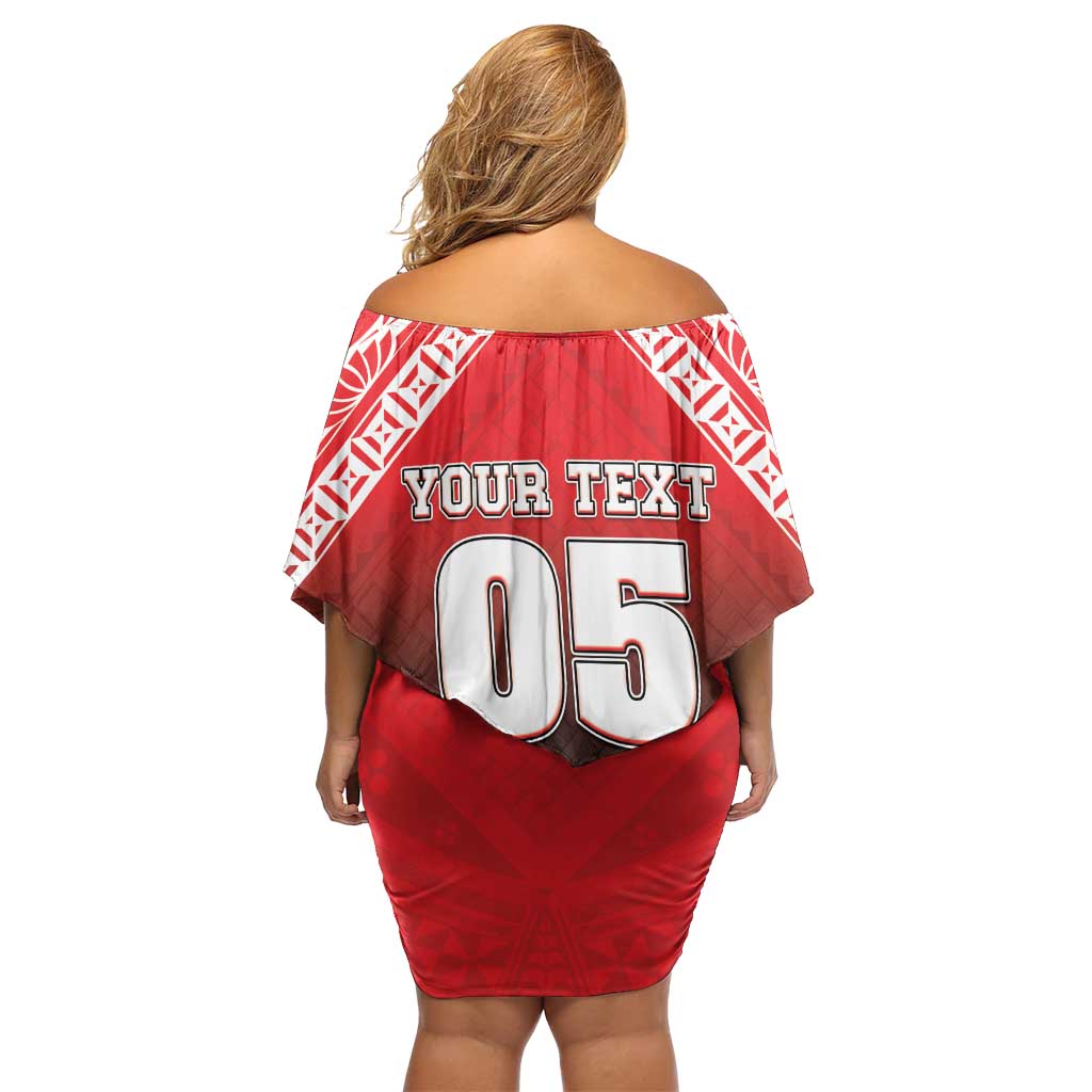 Custom Rugby Tonga MMT Family Matching Off Shoulder Short Dress and Hawaiian Shirt Mana O Tonga - Polynesian Pride