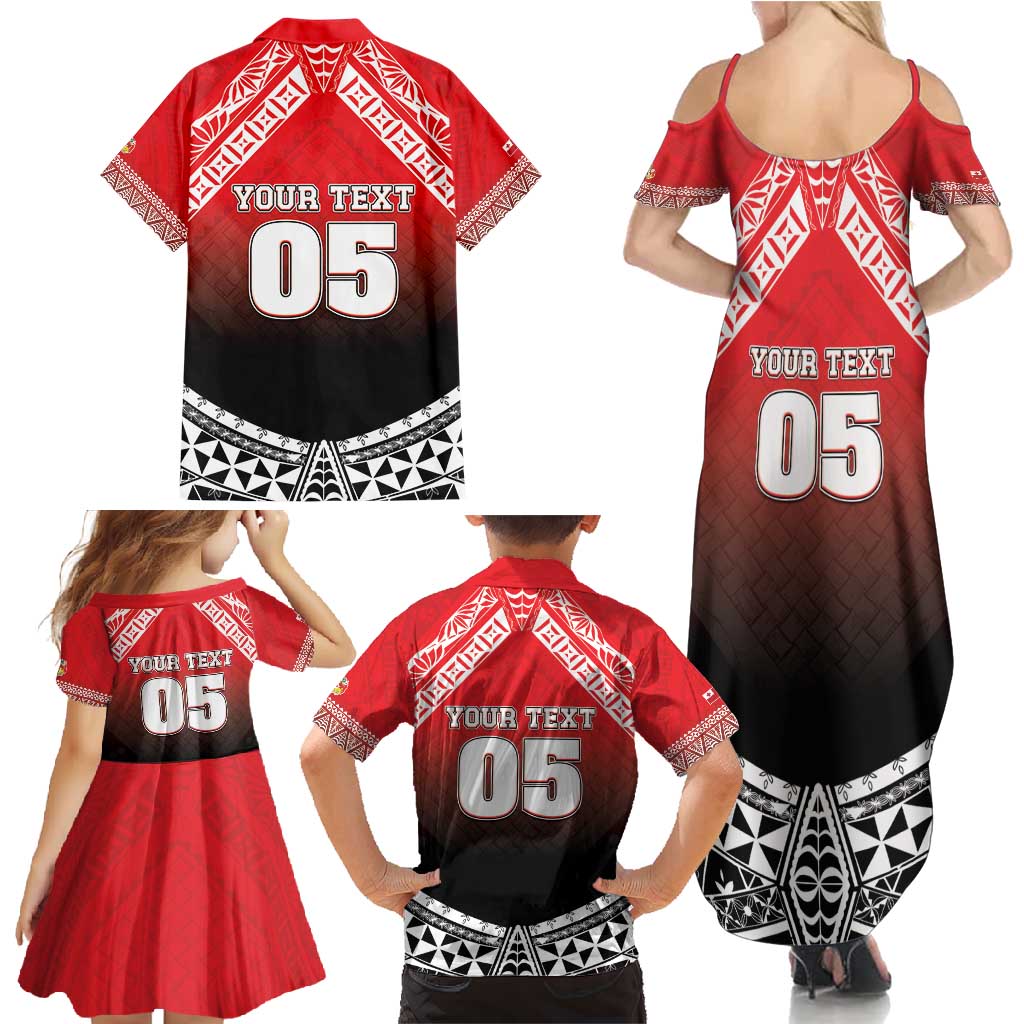 Custom Rugby Tonga MMT Family Matching Summer Maxi Dress and Hawaiian Shirt Mana O Tonga - Polynesian Pride