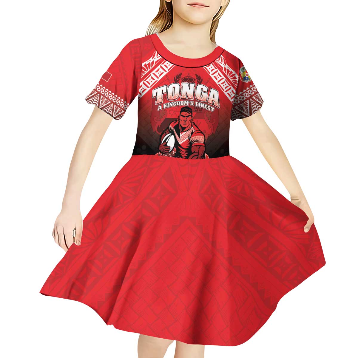Custom Rugby Tonga MMT Kid Short Sleeve Dress Mana O Tonga - Polynesian Pride