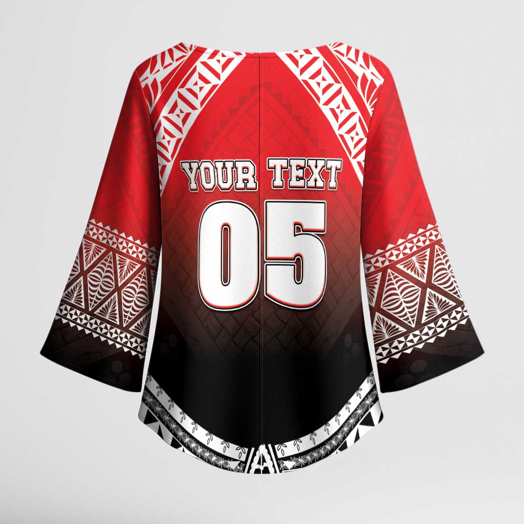 Custom Rugby Tonga MMT Kimono Sleeve Blouse Mana O Tonga - Polynesian Pride