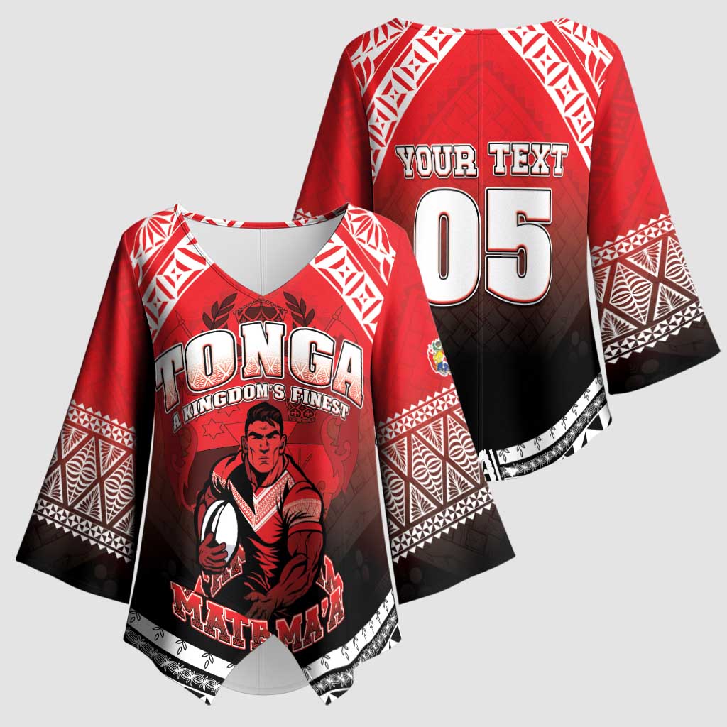 Custom Rugby Tonga MMT Kimono Sleeve Blouse Mana O Tonga - Polynesian Pride