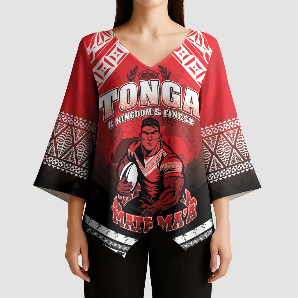 Custom Rugby Tonga MMT Kimono Sleeve Blouse Mana O Tonga - Polynesian Pride