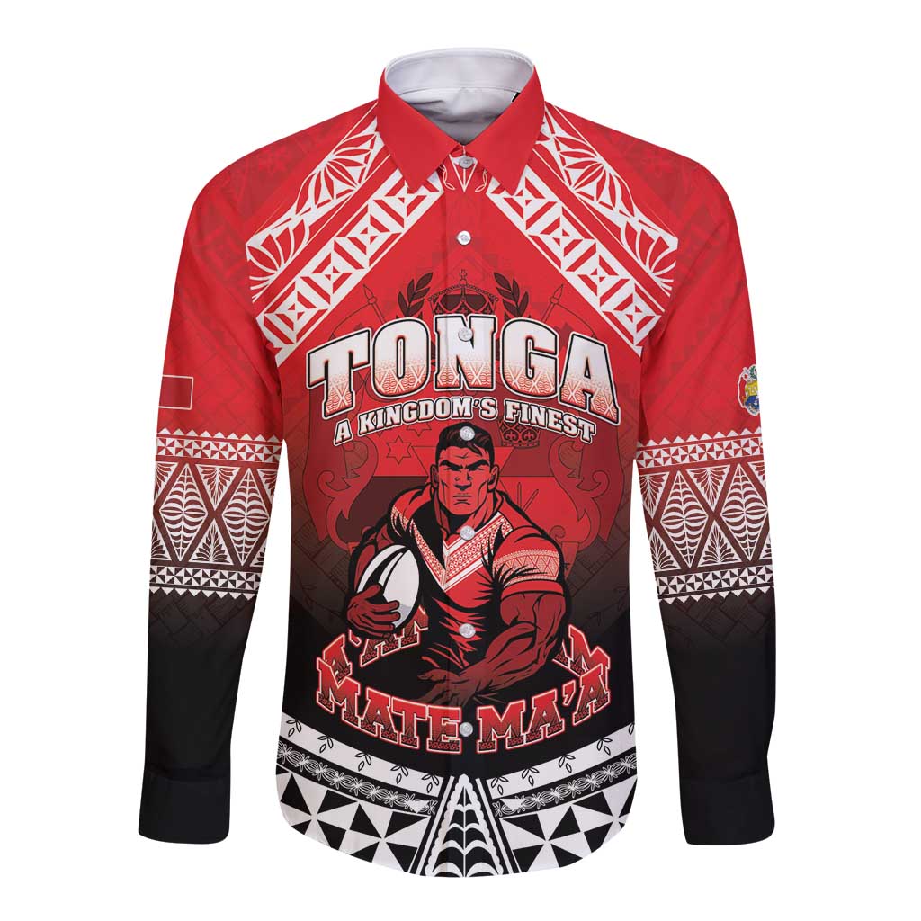 Custom Rugby Tonga MMT Long Sleeve Button Shirt Mana O Tonga - Polynesian Pride