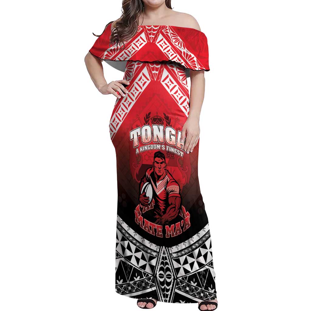 Custom Rugby Tonga MMT Off Shoulder Maxi Dress Mana O Tonga - Polynesian Pride