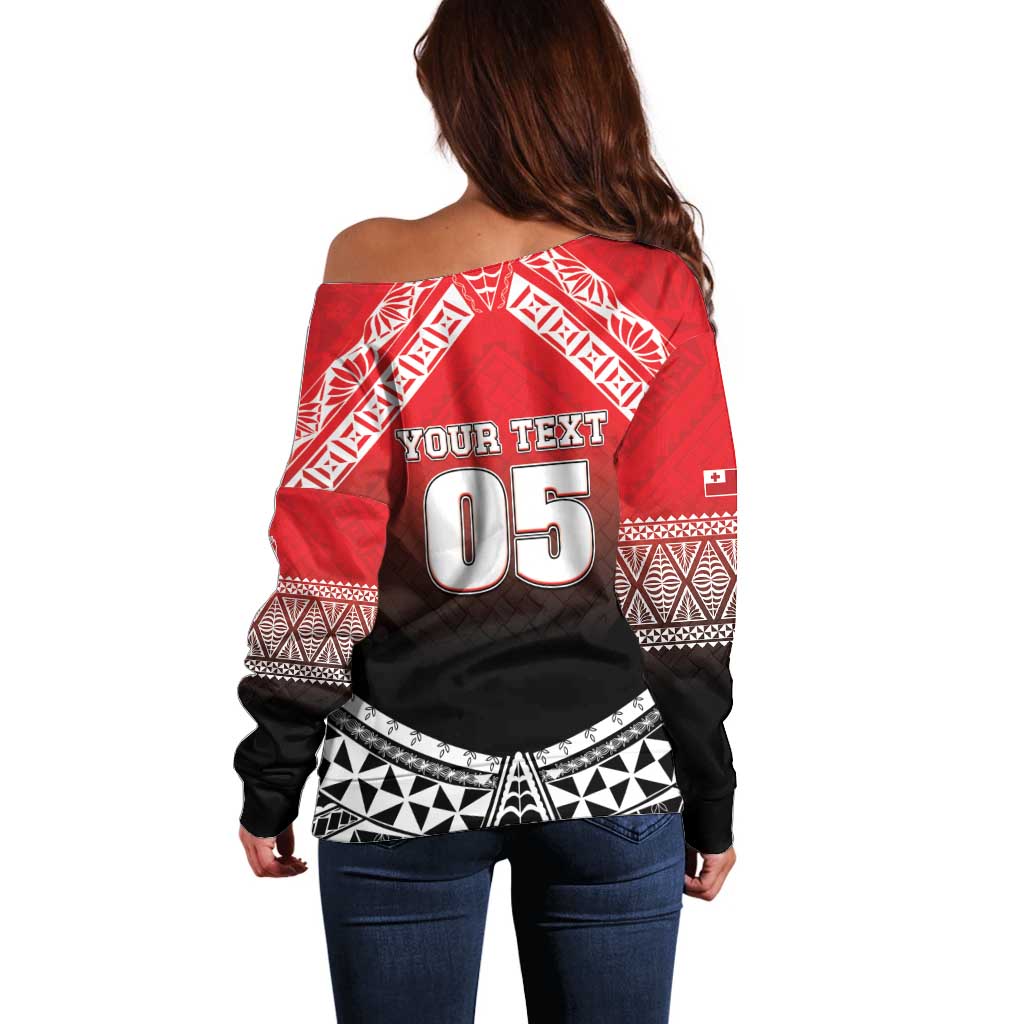 Custom Rugby Tonga MMT Off Shoulder Sweater Mana O Tonga - Polynesian Pride