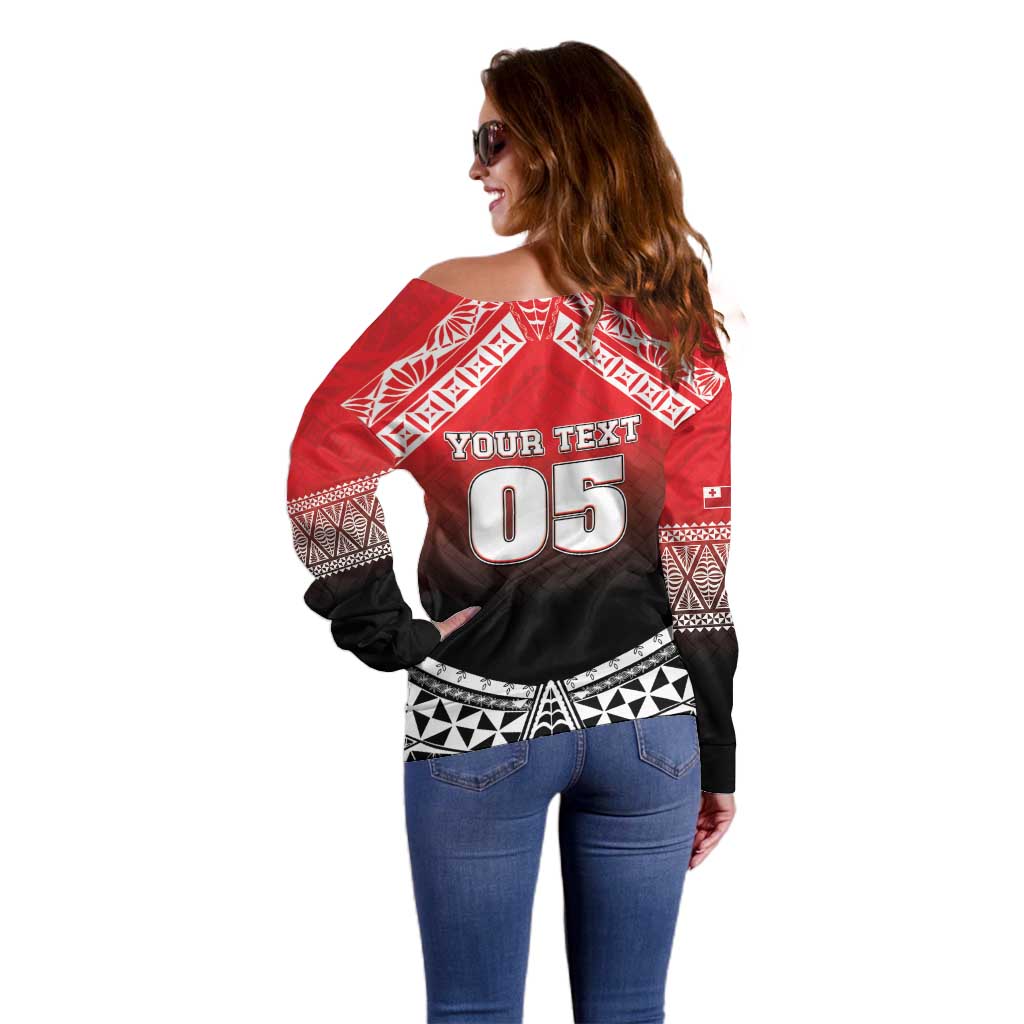 Custom Rugby Tonga MMT Off Shoulder Sweater Mana O Tonga - Polynesian Pride