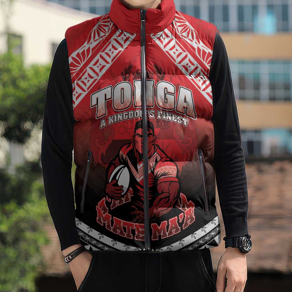 Custom Rugby Tonga MMT Sleeveless Puffer Jacket Mana O Tonga - Polynesian Pride