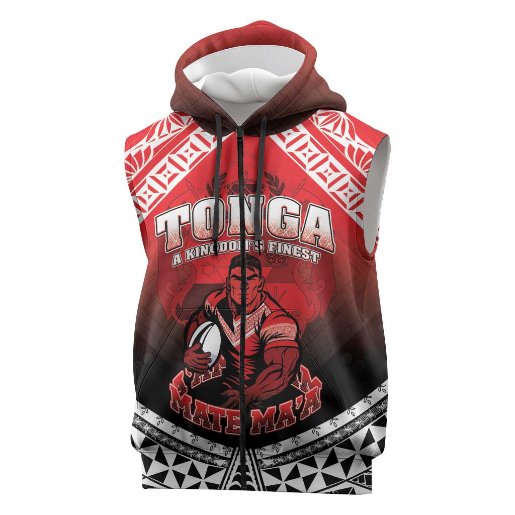 Custom Rugby Tonga MMT Sleeveless Zip Hoodie Mana O Tonga - Polynesian Pride