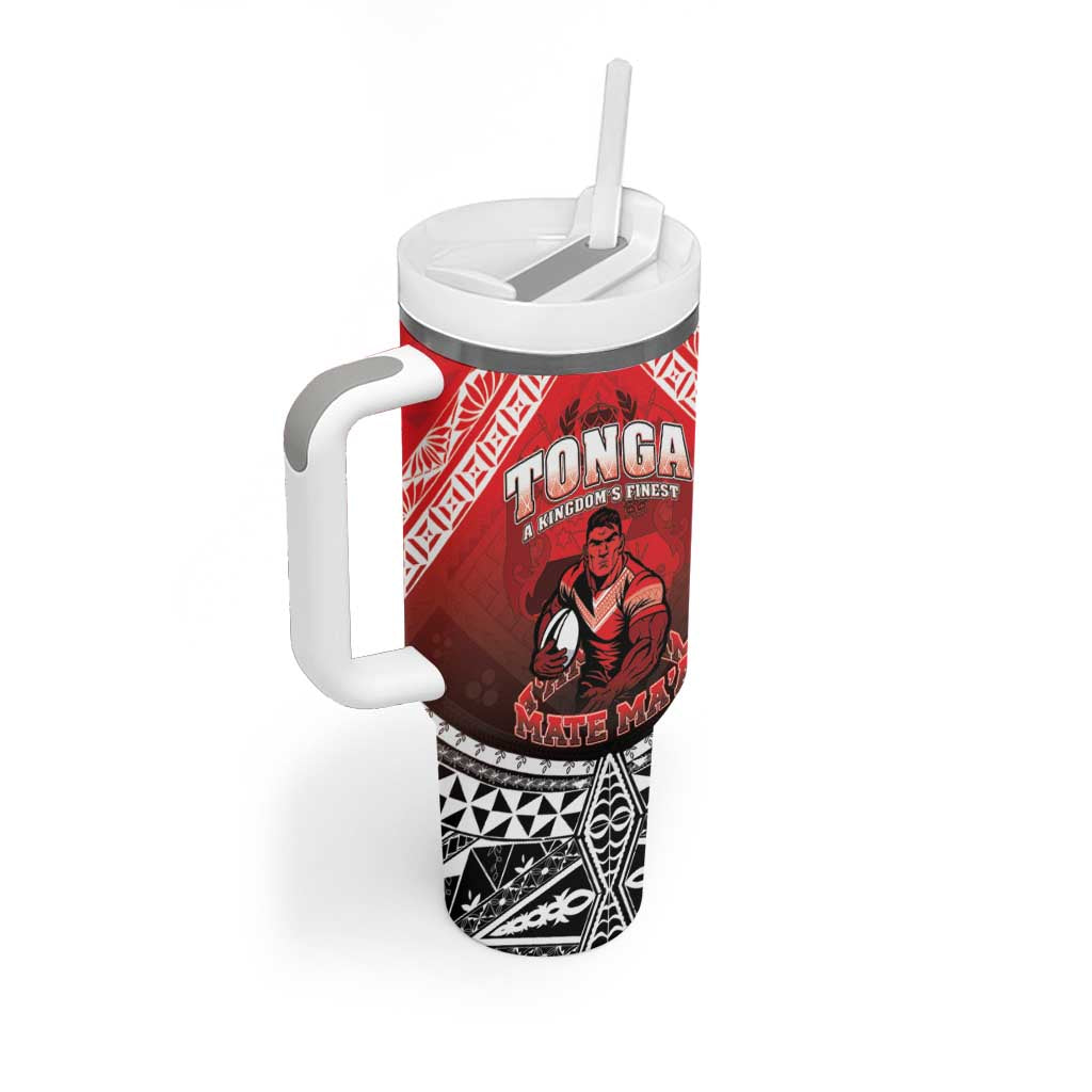 Custom Rugby Tonga MMT Tumbler With Handle Mana O Tonga - Polynesian Pride