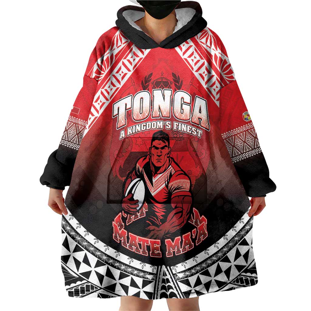 Custom Rugby Tonga MMT Wearable Blanket Hoodie Mana O Tonga - Polynesian Pride