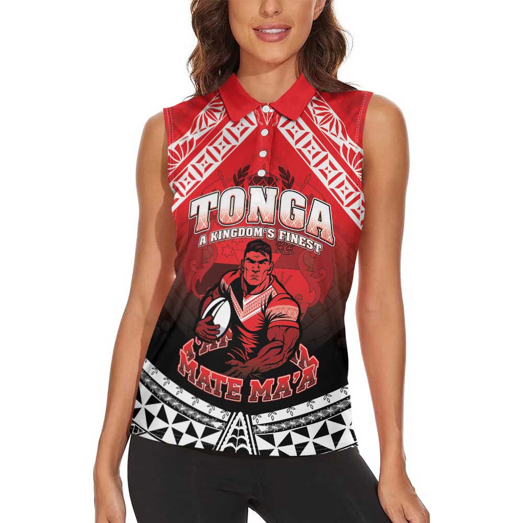 Custom Rugby Tonga MMT Women Sleeveless Polo Shirt Mana O Tonga - Polynesian Pride