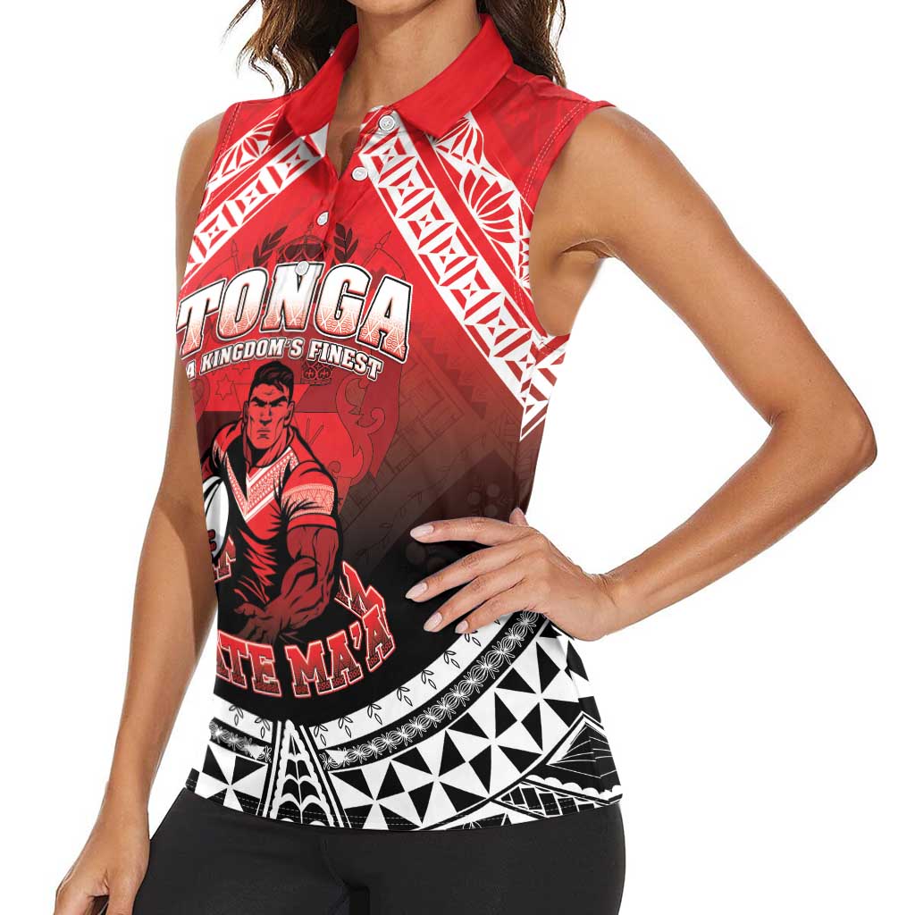 Custom Rugby Tonga MMT Women Sleeveless Polo Shirt Mana O Tonga - Polynesian Pride