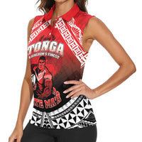 Custom Rugby Tonga MMT Women Sleeveless Polo Shirt Mana O Tonga - Polynesian Pride