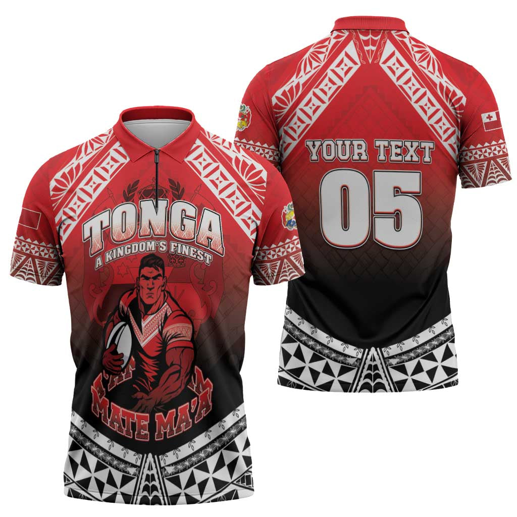 Custom Rugby Tonga MMT Zipper Polo Shirt Mana O Tonga - Polynesian Pride