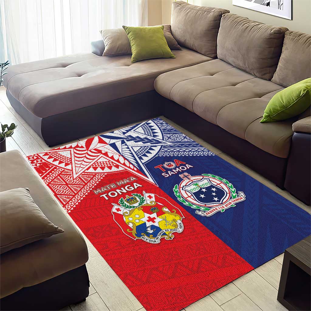 Rugby Samoa And Tonga Area Rug Toa Samoa With Mate Maa - Polynesian Pride