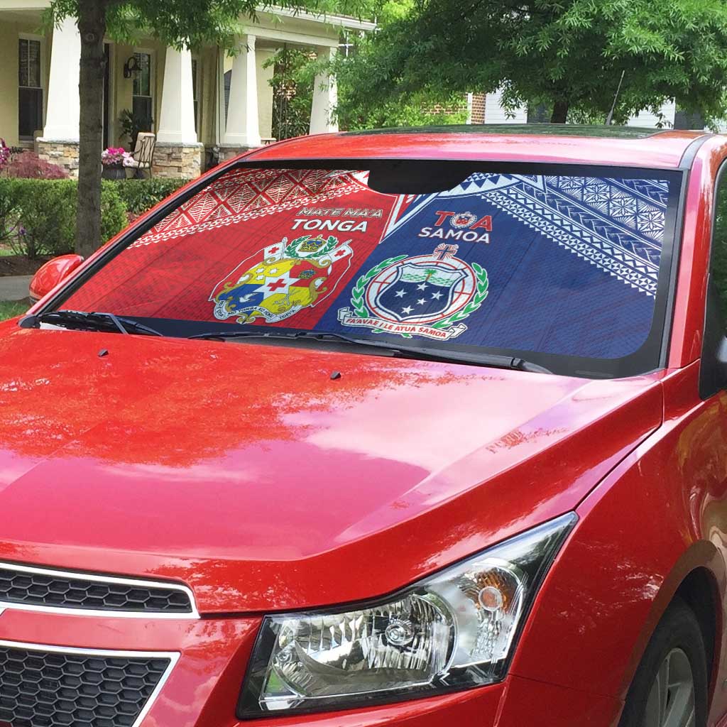 Rugby Samoa And Tonga Auto Sun Shade Toa Samoa With Mate Maa - Polynesian Pride
