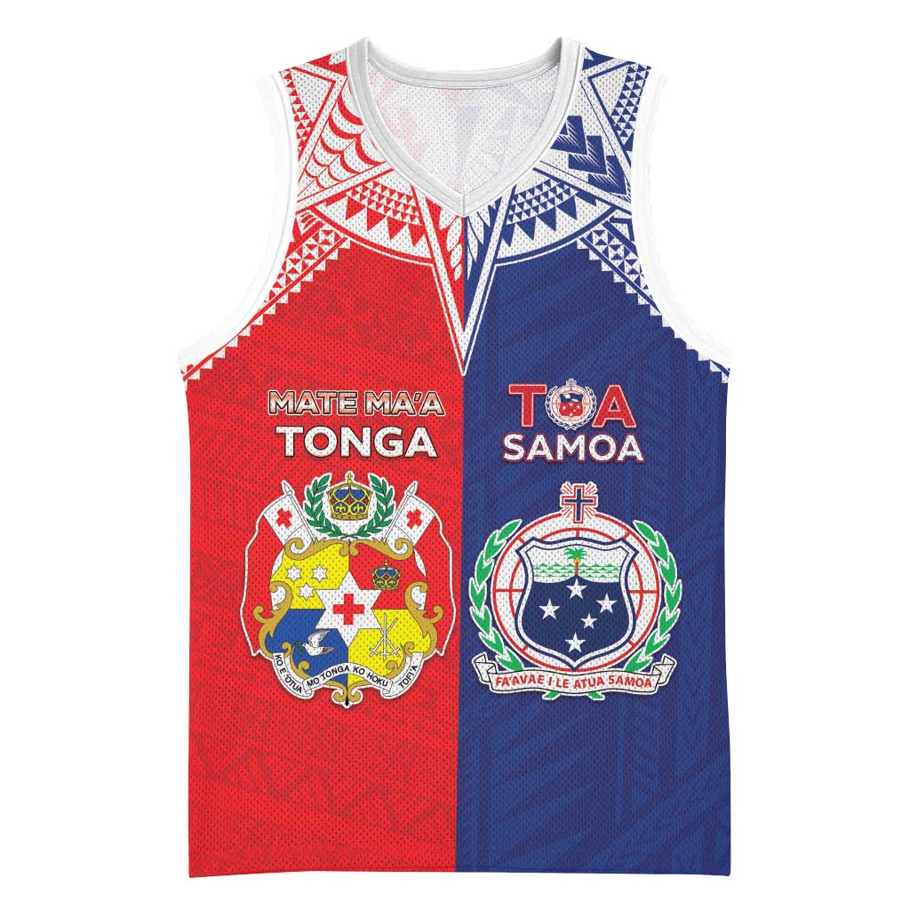 Custom Rugby Samoa And Tonga Basketball Jersey Toa Samoa With Mate Maa - Polynesian Pride