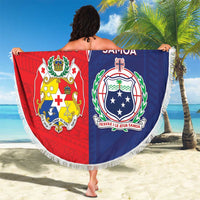 Rugby Samoa And Tonga Beach Blanket Toa Samoa With Mate Maa - Polynesian Pride