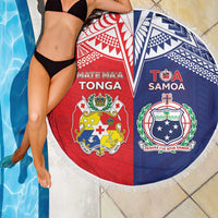 Rugby Samoa And Tonga Beach Blanket Toa Samoa With Mate Maa - Polynesian Pride