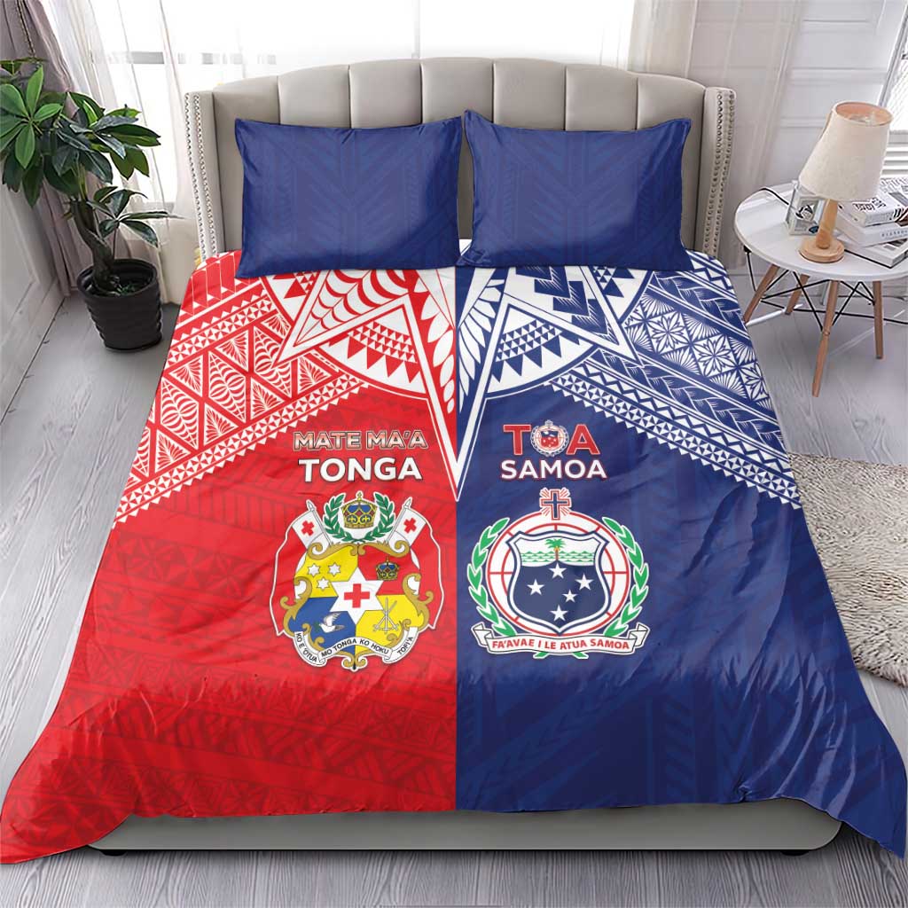 Rugby Samoa And Tonga Bedding Set Toa Samoa With Mate Maa - Polynesian Pride