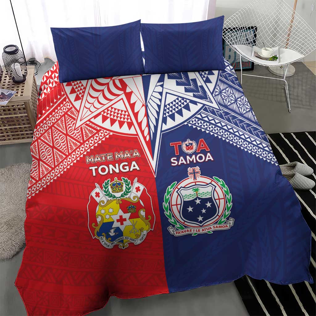 Rugby Samoa And Tonga Bedding Set Toa Samoa With Mate Maa - Polynesian Pride