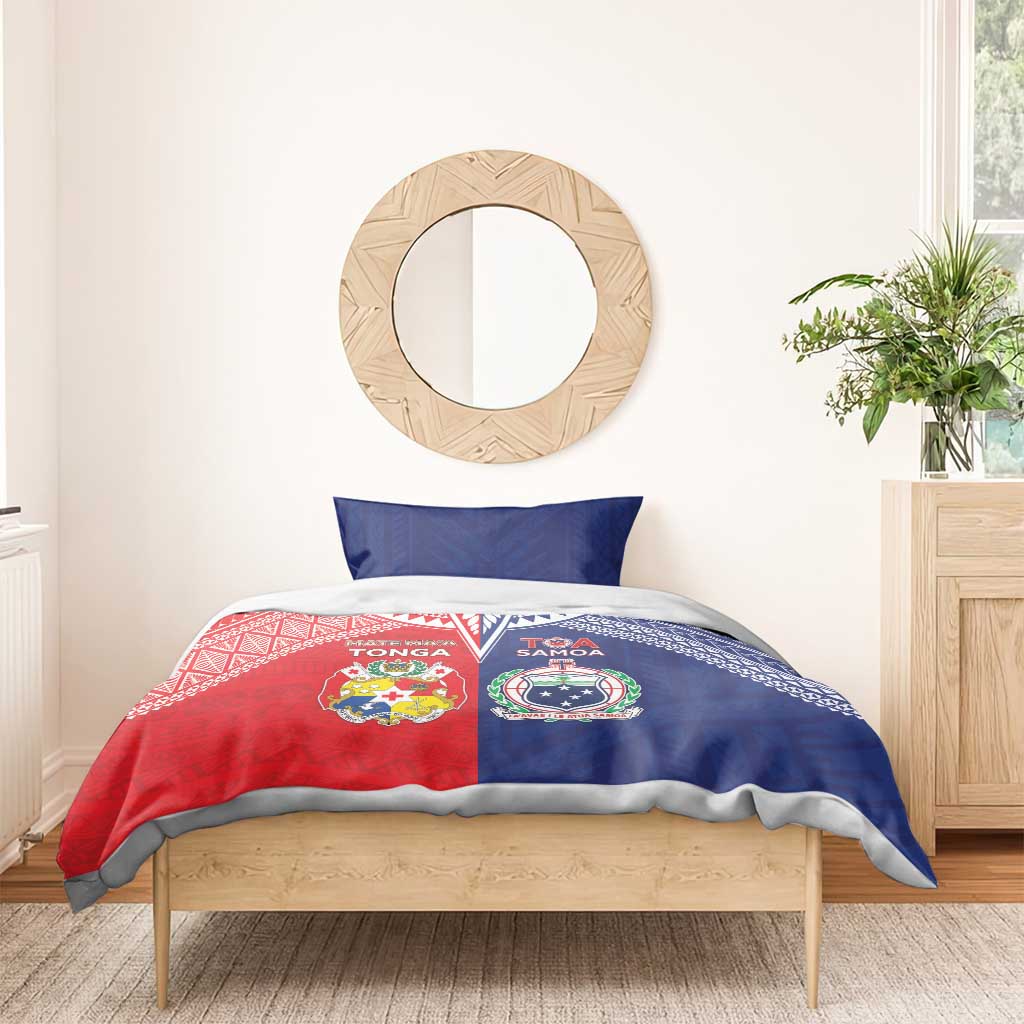 Rugby Samoa And Tonga Bedding Set Toa Samoa With Mate Maa - Polynesian Pride