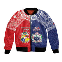 Custom Rugby Samoa And Tonga Bomber Jacket Toa Samoa With Mate Maa - Polynesian Pride