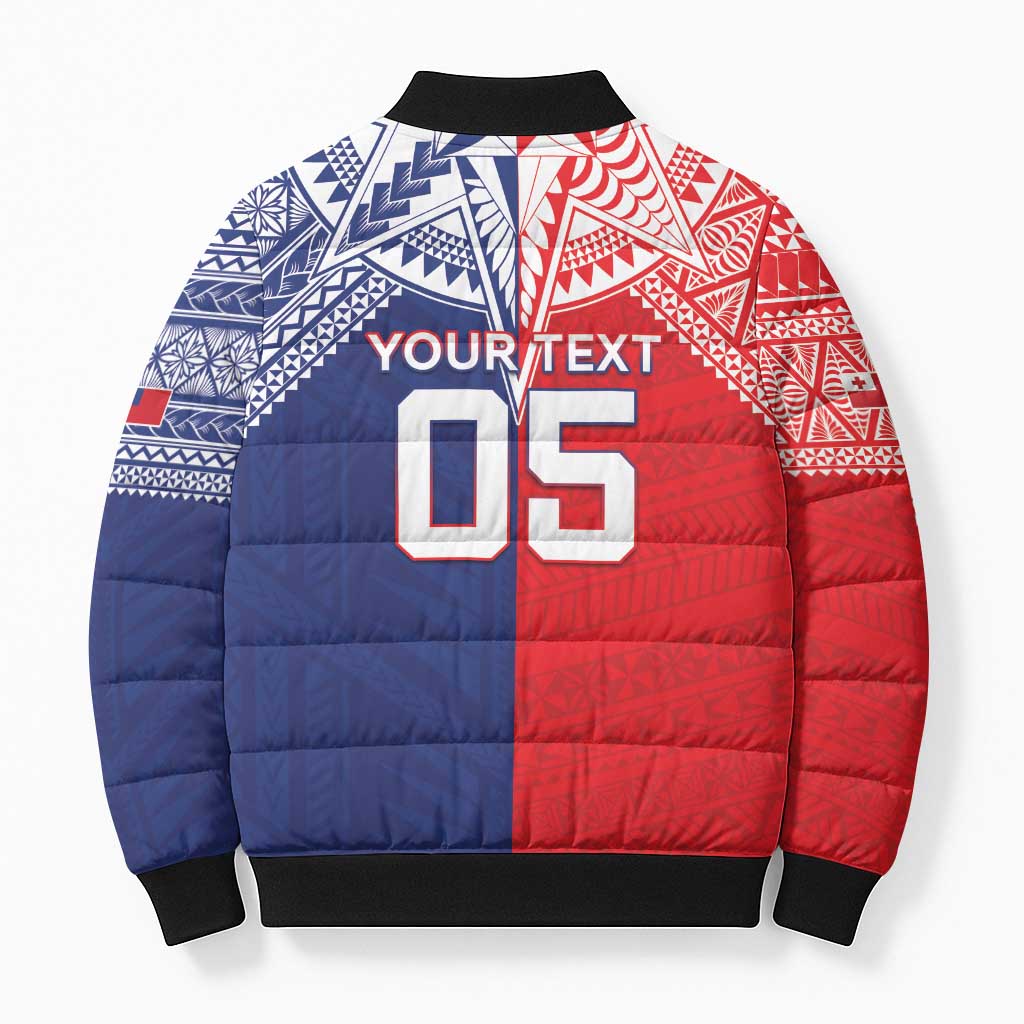 Custom Rugby Samoa And Tonga Bomber Puffer Jacket Toa Samoa With Mate Maa - Polynesian Pride