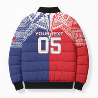 Custom Rugby Samoa And Tonga Bomber Puffer Jacket Toa Samoa With Mate Maa - Polynesian Pride